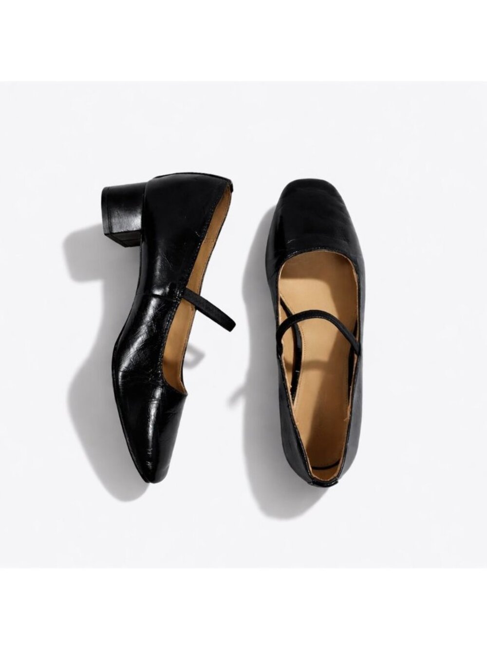 Madewell The Greta Pump True Black Crinkled Patent Leather Mary Jane Strap Sz 7M - Picture 15 of 15